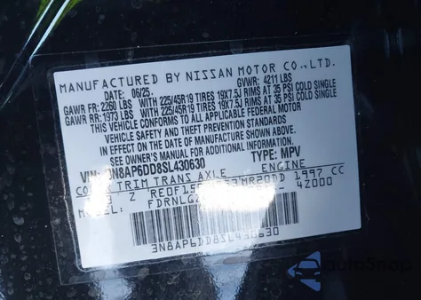 2025 Nissan Kicks Sr Intelligent Awd z USA, uszkodzony, nr VIN 3N8AP6DD8SL430630